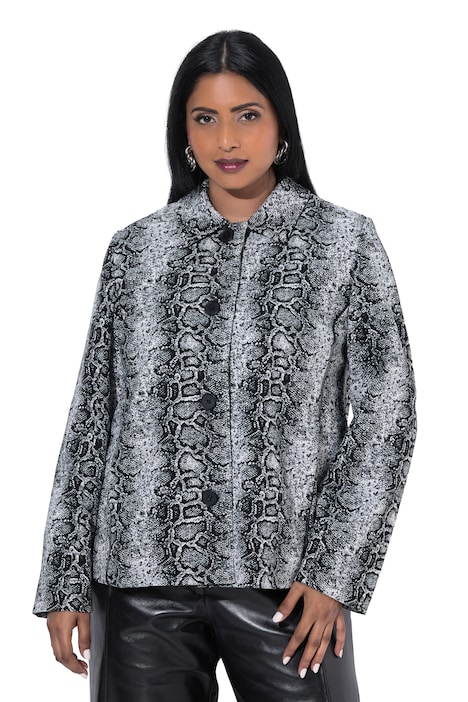 Jacquard-Strickjacke, Schlangen-Design, Hemdkragen