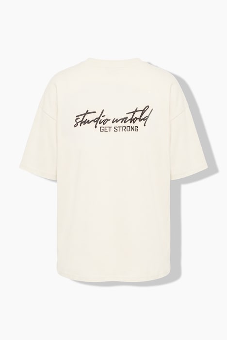 T-shirts oversize, grand message dans le dos, manches mi-hauteur