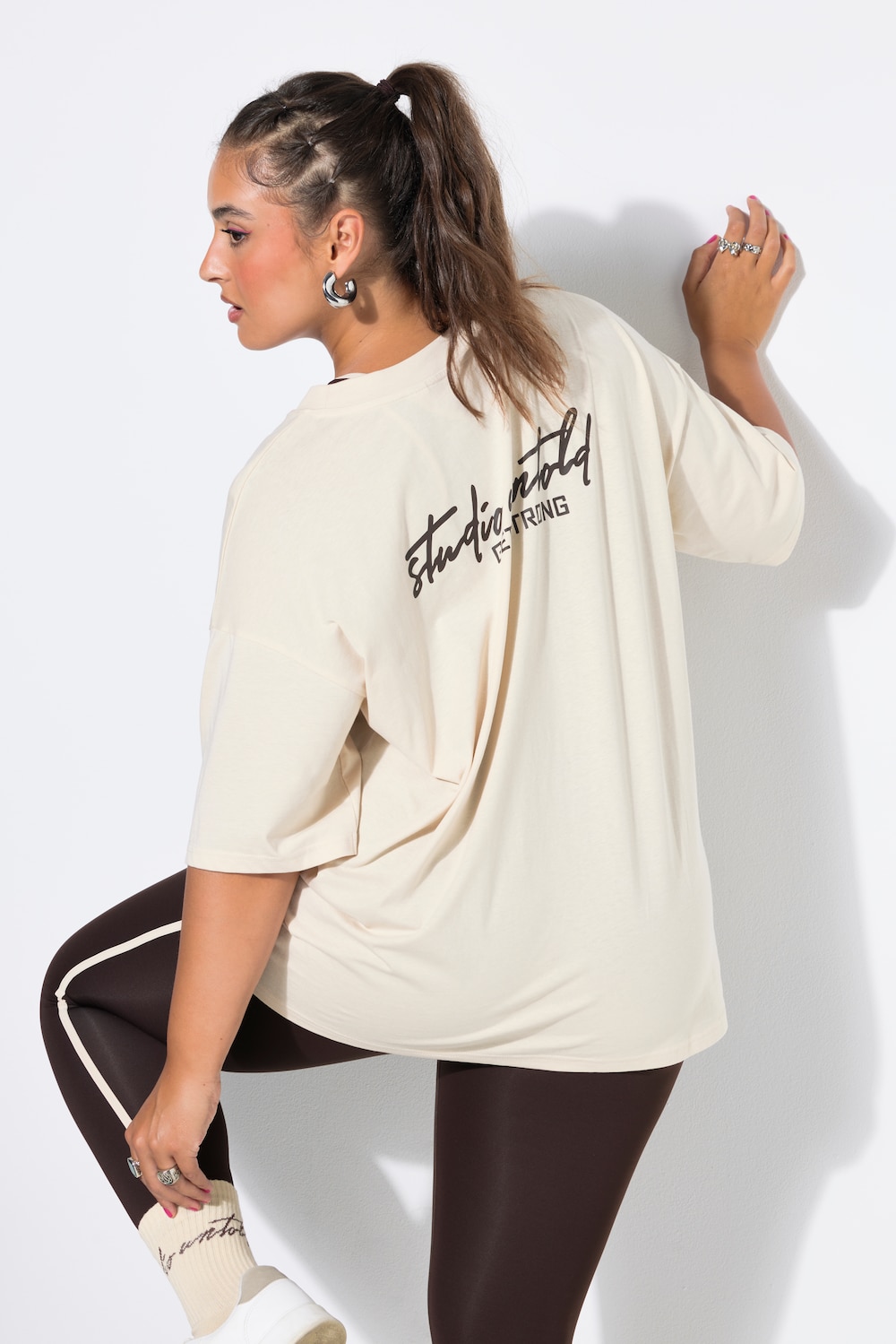 Oversize-Shirt, grosses Rücken-Statement, Halbarm