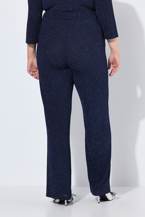 Jerseyhose Rose, Glitter, Biese, weites Bein, Elastikbund