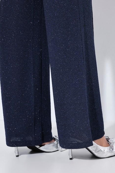 Jerseyhose Rose, Glitter, Biese, weites Bein, Elastikbund