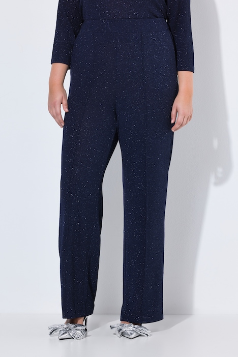 Jerseyhose Rose, Glitter, Biese, weites Bein, Elastikbund
