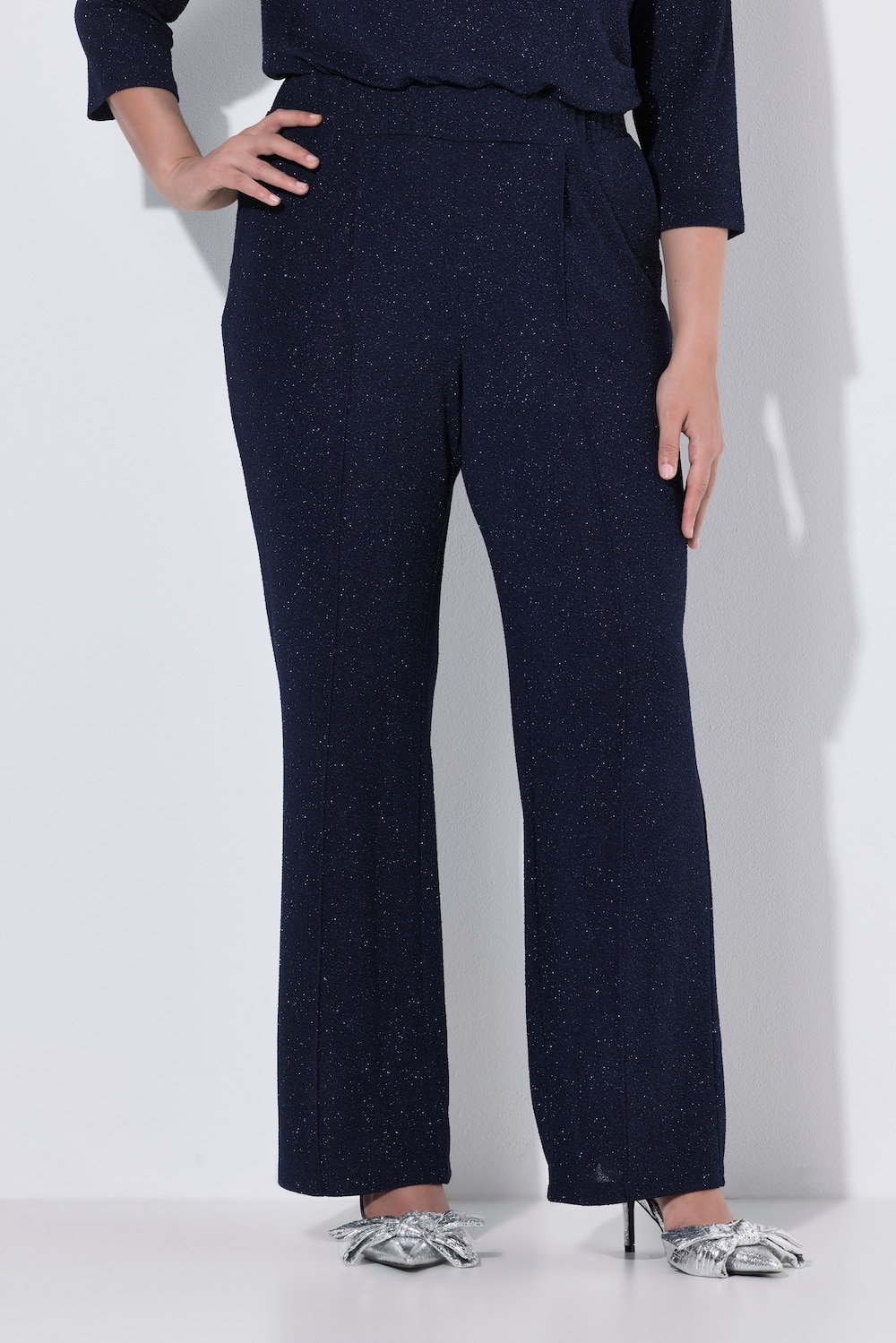 Jerseyhose Rose, Glitter, Biese, weites Bein, Elastikbund