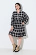 Flanellkleid, Karo, A-Linie, Tunika-Ausschnitt, Langarm