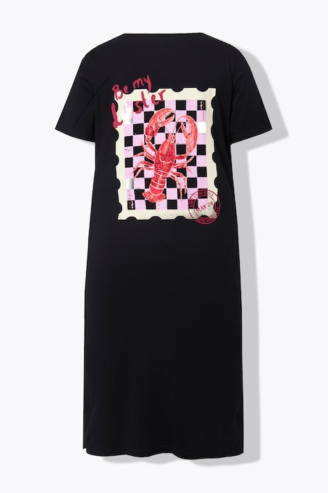 Robe midi en jersey, coupe Straight Fit, imprimé homard avec perles fantaisie