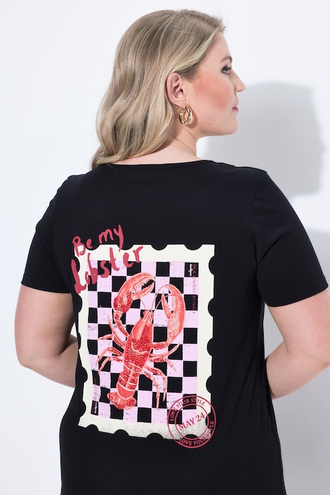 Robe midi en jersey, coupe Straight Fit, imprimé homard avec perles fantaisie