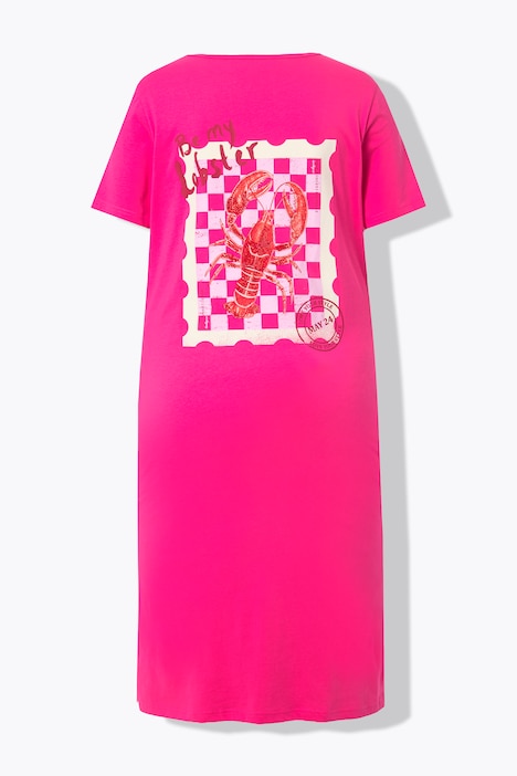 Robe midi en jersey, coupe Straight Fit, imprimé homard avec perles fantaisie