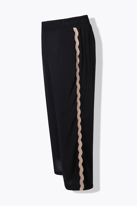 Broek, wijde rechte pijp, gegolfde streep opzij