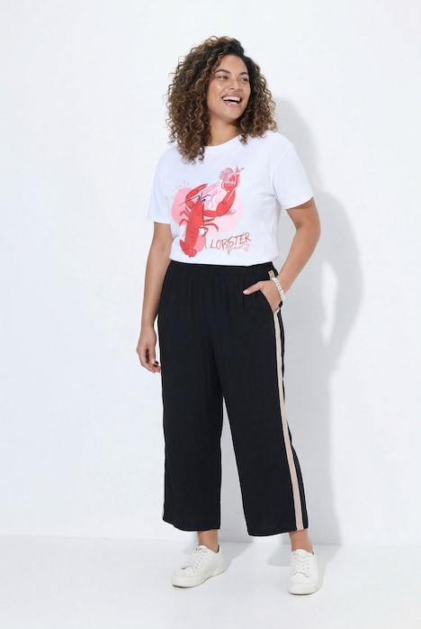 Hose, weites, gerades Bein, Wellen-Seitenstreifen