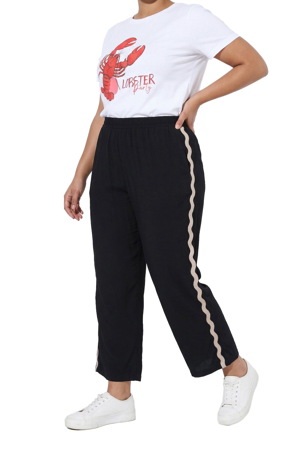 Stora storlekar Byxor med vida, Dam, svart, storlek: 60, Viskos, Mia Moda