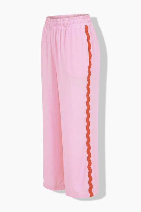 Pantalon rayé, jambe droite et large, bande ondulée sur les côtés