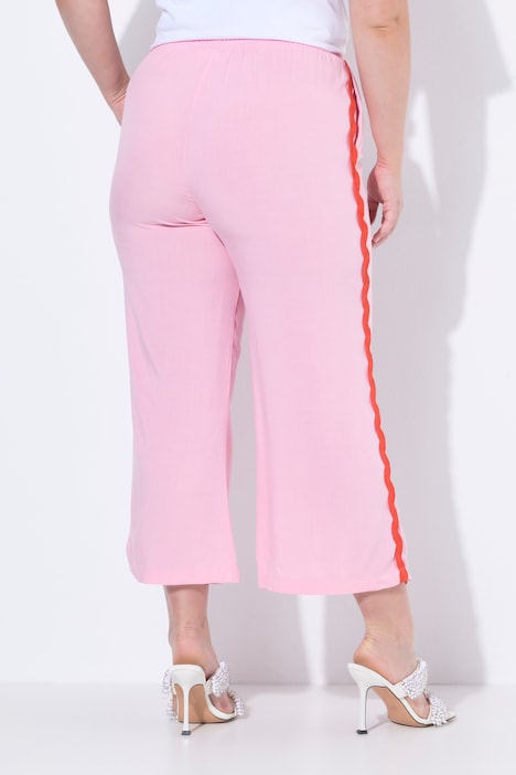 Pantalon rayé, jambe droite et large, bande ondulée sur les côtés