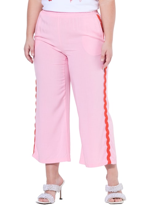 Kalhoty, široké, rovné nohavice, vlnité boční pruhy