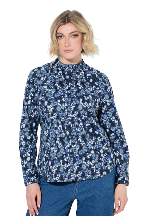 Rüschen-Bluse, Leomuster, Langarm