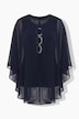 Chiffon-Bluse, doppellagig, Oversized, Ziersteine