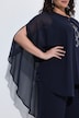 Chiffon-Bluse, doppellagig, Oversized, Ziersteine