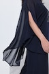 Chiffon-Bluse, doppellagig, Oversized, Ziersteine