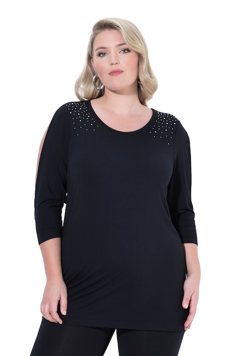 tričko, pohodlný střih, flitry, vykrojené rukávy