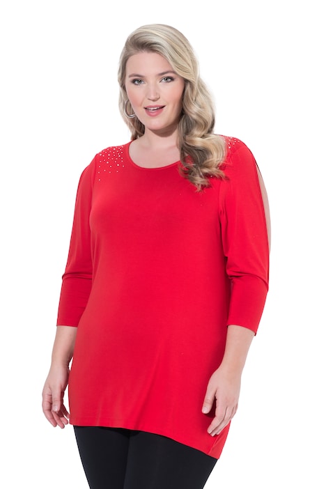 tričko, pohodlný střih, flitry, vykrojené rukávy