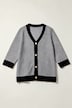 Jacquard-Strickjacke, Classic Fit, Jacquardstrick, 3/4-Ärmel