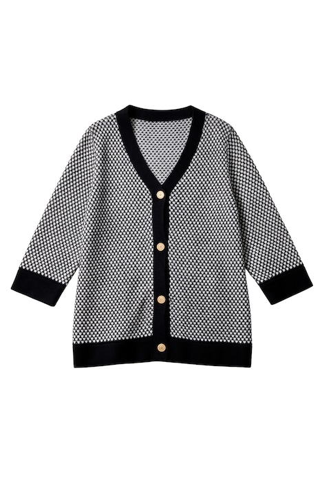 Jacquard-Strickjacke, Classic Fit, Jacquardstrick, 3/4-Ärmel
