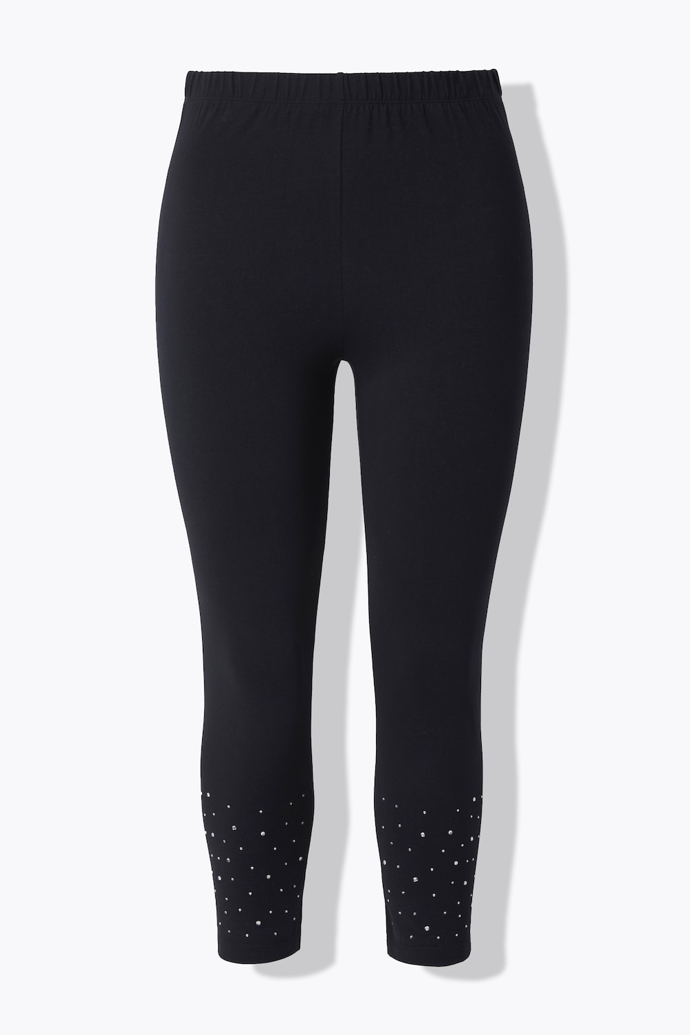 Stora storlekar Leggings i skinny fit med glitterstenar och resårlinning, Dam, svart, storlek: 54, Bomull, Mia Moda