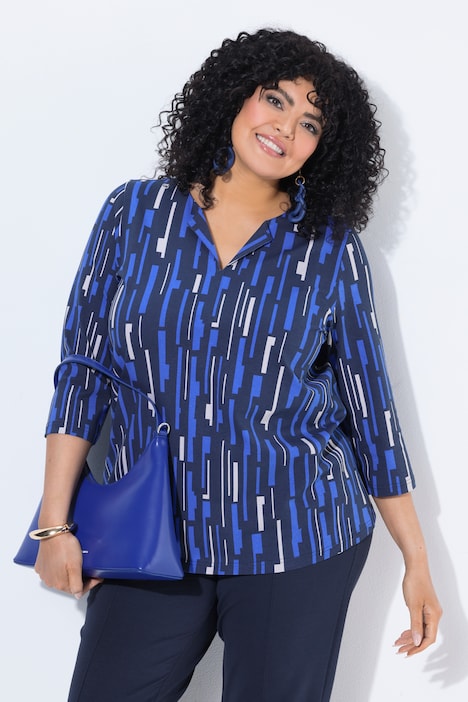 Geometric Print 3/4 Sleeve Tee