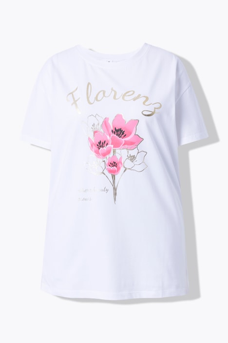 Tričko, hranatý Boxy střih, květinový motiv