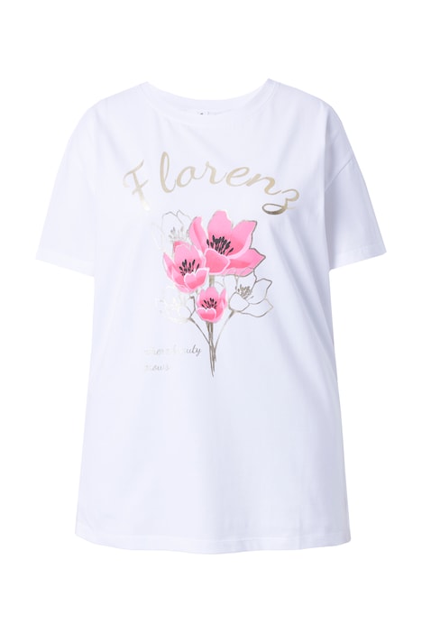 Tričko, hranatý Boxy střih, květinový motiv