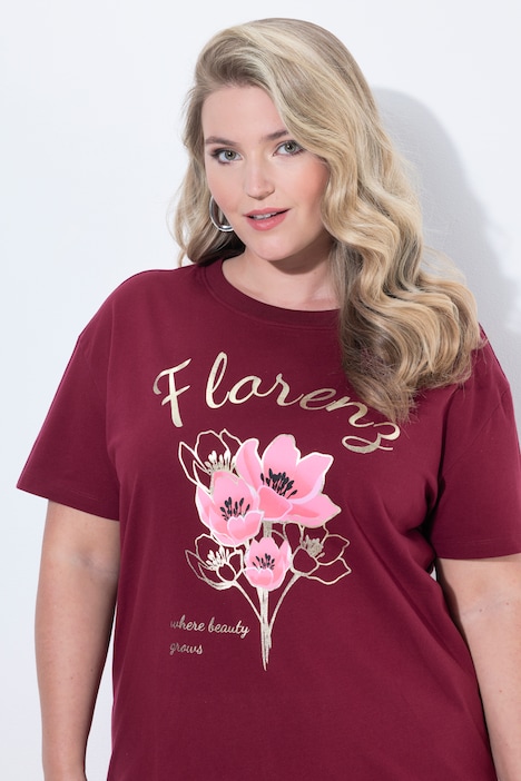 Tričko, hranatý Boxy střih, květinový motiv