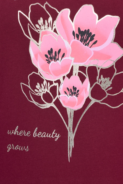 Tričko, hranatý Boxy střih, květinový motiv