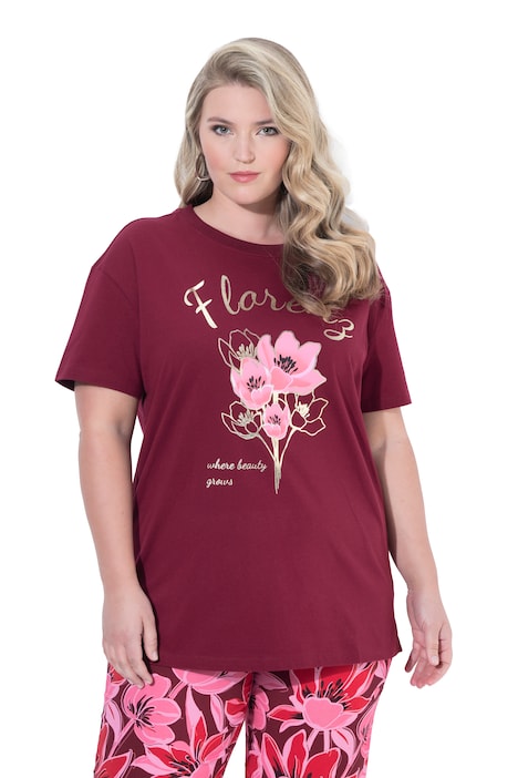 Tričko, hranatý Boxy střih, květinový motiv