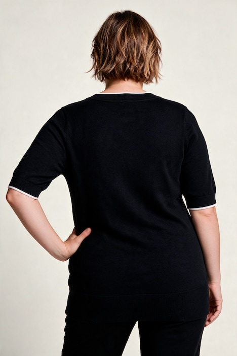 Jacquard-Pullover, Classic Fit, Jacquardstrick, Halbarm