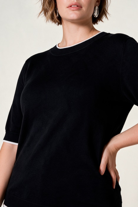 Jacquard-Pullover, Classic Fit, Jacquardstrick, Halbarm