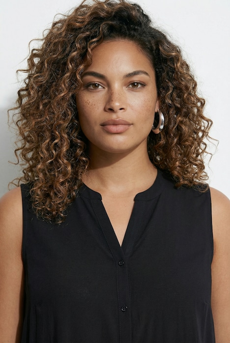 Longbluse, ärmellose A-Linie, Tunika-Ausschnitt