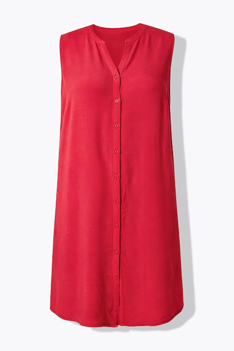 Longbluse, ärmellose A-Linie, Tunika-Ausschnitt