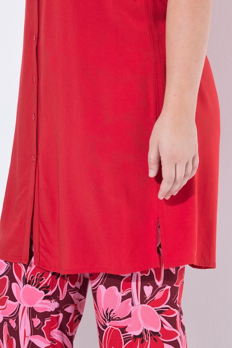 Longbluse, ärmellose A-Linie, Tunika-Ausschnitt