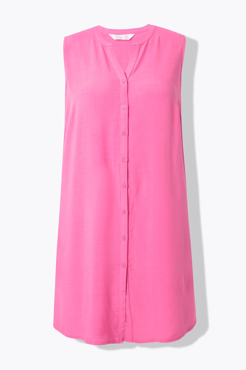 Stora storlekar Tunika i A-linjemodell med djupa sidosprund och tunikahalsringning, Dam, rosa, storlek: 54, Viskos, Mia Moda