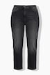 Mom-Jeans, konisches Bein, Stretchdenim, Komfortbund