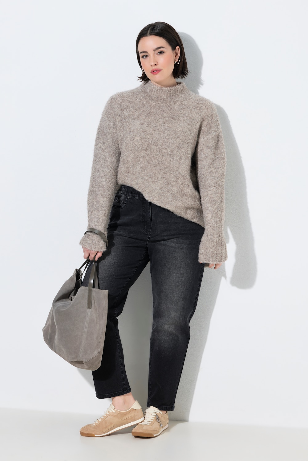 Mom-Jeans, konisches Bein, Stretchdenim, Komfortbund