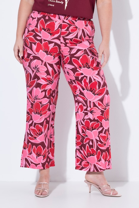 Hose, gerades, weites Bein, Blumenmuster