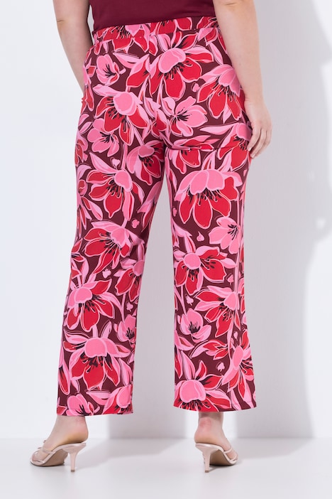 Hose, gerades, weites Bein, Blumenmuster