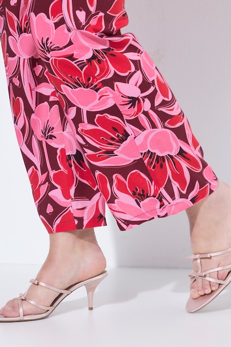 Hose, gerades, weites Bein, Blumenmuster