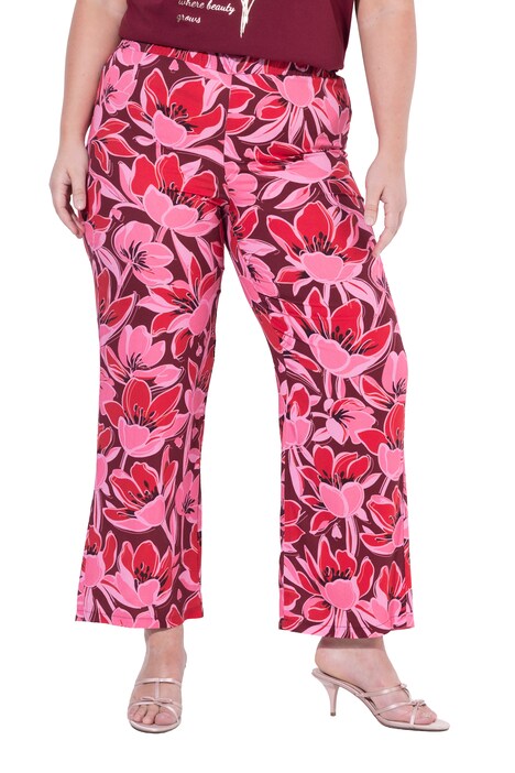 Kalhoty, rovné, široké nohavice, květinový vzor