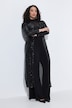 Longjacke, Pailletten, V-Ausschnitt, Langarm