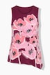 Longtop, A-lijn, bloemmotief, puntzoom