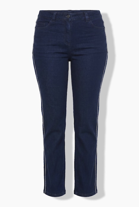 Jeans Mandy, Ziersteine, weites Bein, Stretch