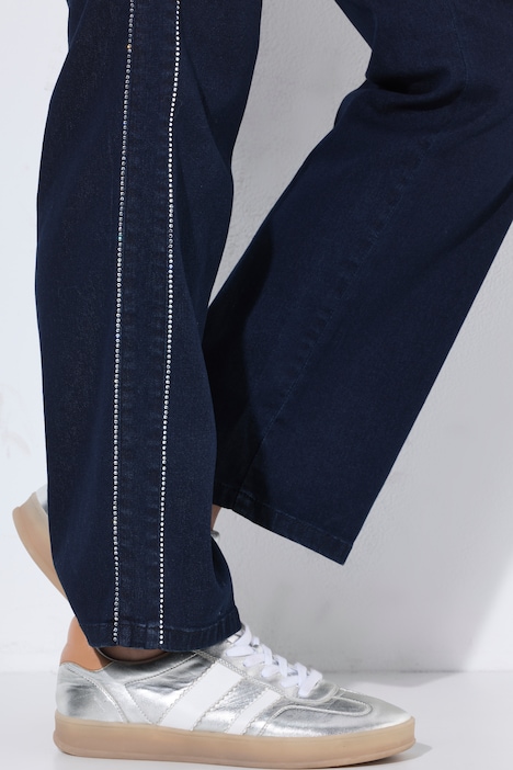 Jeans Mandy, Ziersteine, weites Bein, Stretch