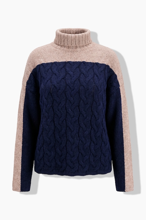 Pull oversize, col montant et manches longues, motif torsadé