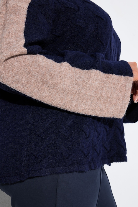 Pull oversize, col montant et manches longues, motif torsadé